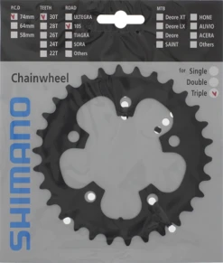 Shimano 105 5703 Triple Kettingbladen -Winkel Voor Fietsaccessoires shimano kettingblad 105 fc 5703 30t steek 74 10v zwart 4524667733713 0 l